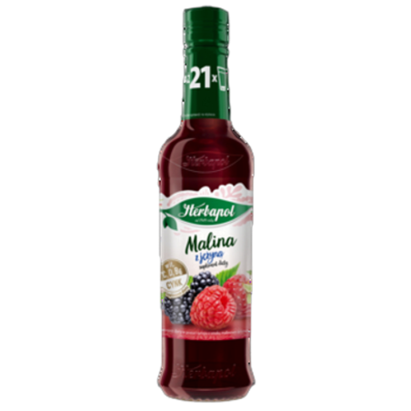 Herbapol syrop owocowy suplement diety malina z jeżyną z wit. C, D, B6 i cynkiem 420ml
